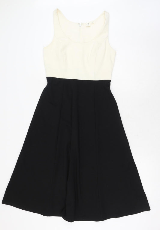 Gap Womens Black Polyester Fit & Flare Size 4XL Scoop Neck Zip