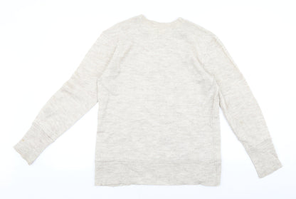 Treasure Bond Womens Beige Round Neck Acrylic Pullover Jumper Size M