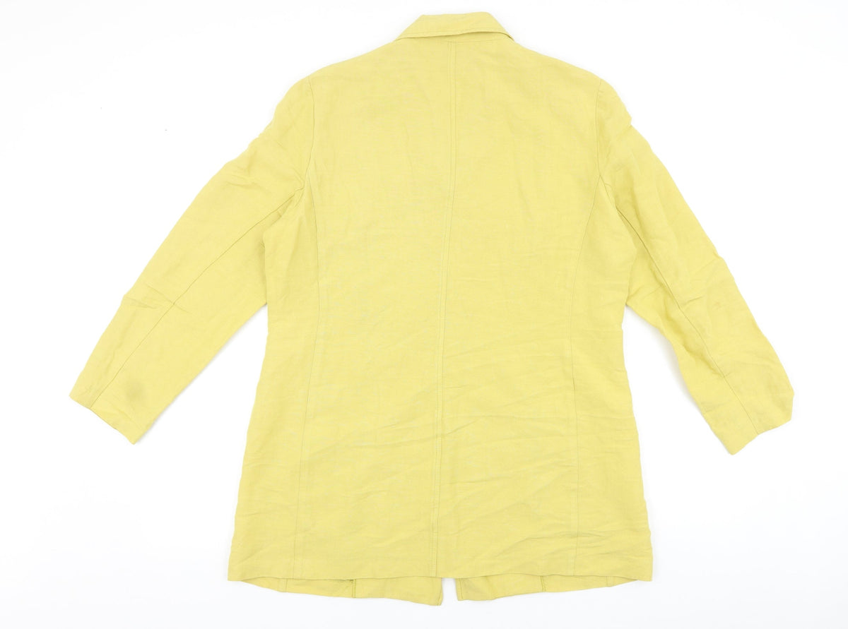 Monsoon Womens Yellow Pea Coat Coat Size 14 Button