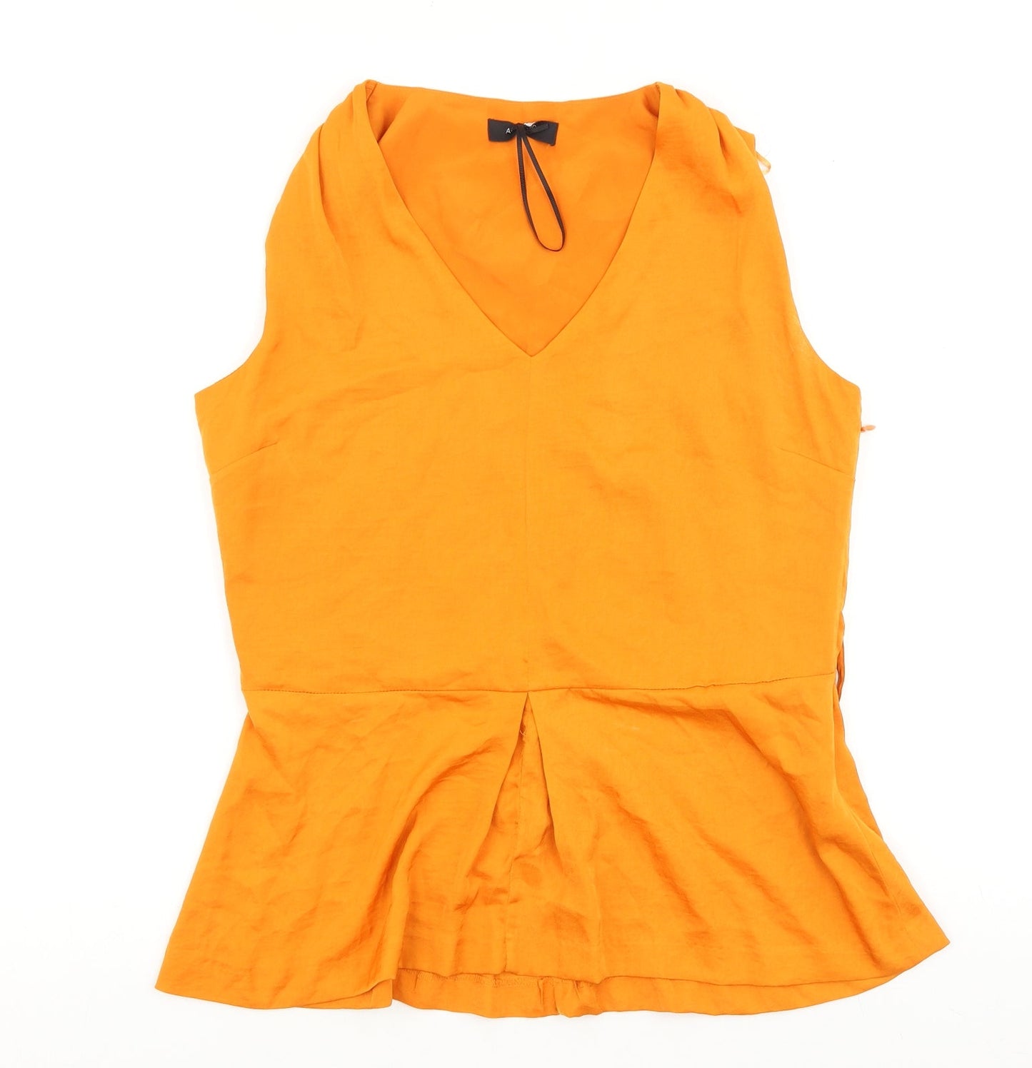 Marks and Spencer Womens Orange Polyester Basic Blouse Size 10 V-Neck