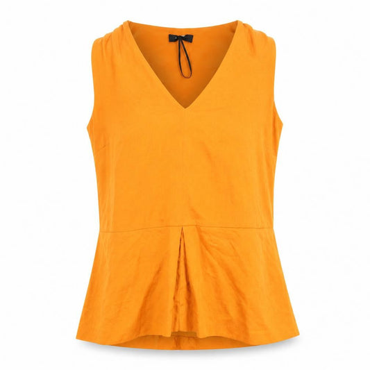 Marks and Spencer Womens Orange Polyester Basic Blouse Size 10 V-Neck