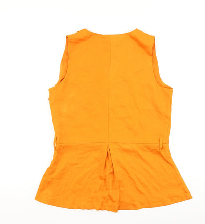 Marks & Spencer Womens Orange Polyester Basic Blouse Size 10 V-Neck