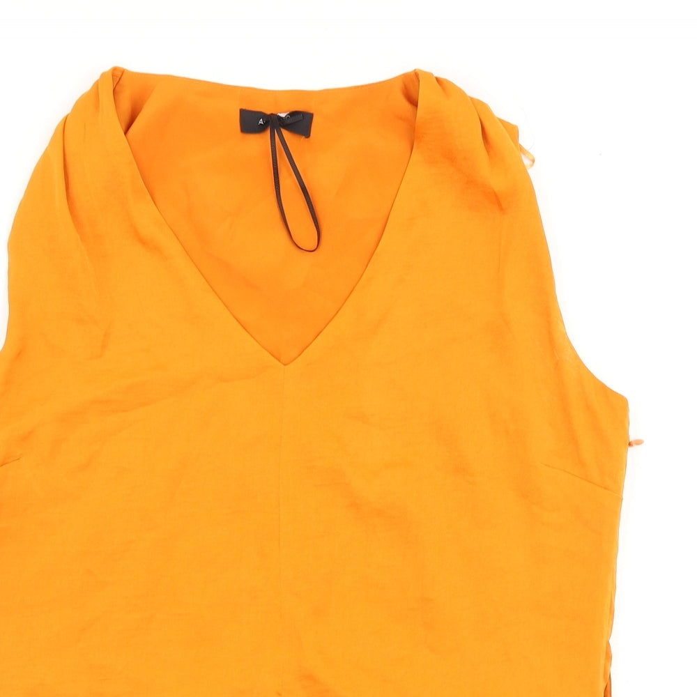 Marks and Spencer Womens Orange Polyester Basic Blouse Size 10 V-Neck