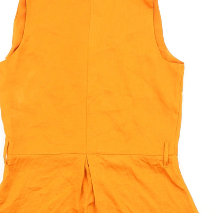 Marks & Spencer Womens Orange Polyester Basic Blouse Size 10 V-Neck