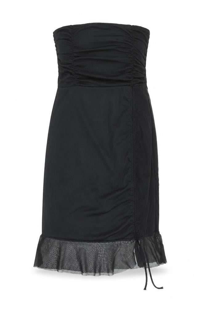 PRETTYLITTLETHING Womens Black Polyester Ball Gown Size 10 Off the Shoulder Tie