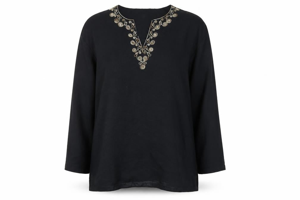 Preworn Womens Black Polyester Basic Blouse Size L V-Neck