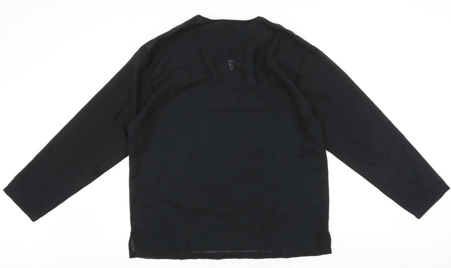 Preworn Womens Black Polyester Basic Blouse Size L V-Neck