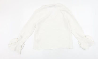 Zara Womens White Polyester Basic Blouse Size XS V-Neck