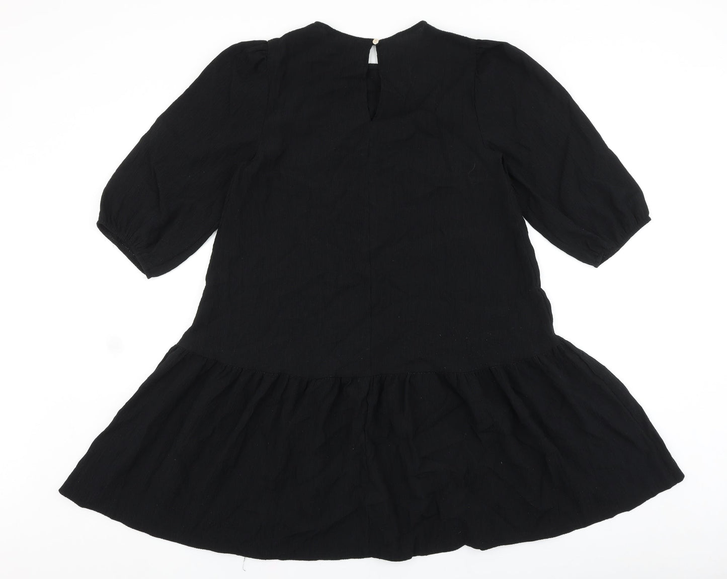 Primark Womens Black Polyester Shift Size 6 Round Neck Button