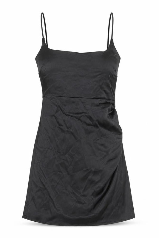 Zara Womens Black Polyester Slip Dress Size S Square Neck Zip