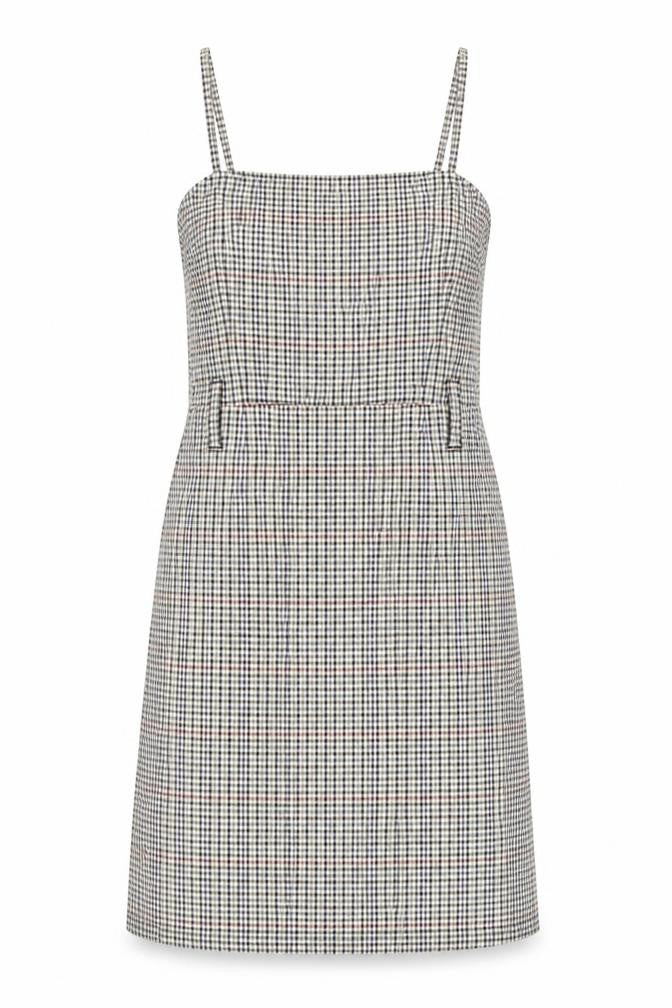 Jennyfer Womens Multicoloured Plaid Polyester Pinafore/Dungaree Dress Size XS Square Neck Zip