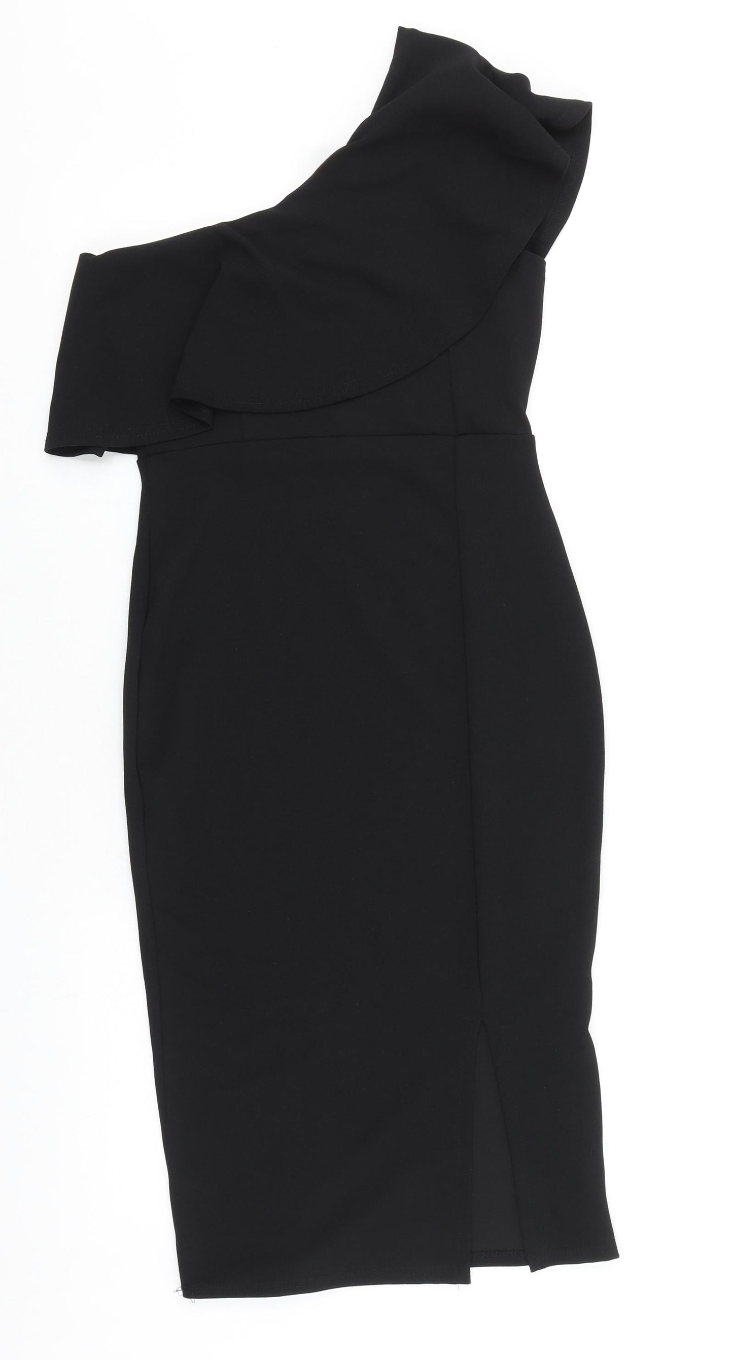 Preworn Womens Black Polyester A-Line Size 10 One Shoulder Pullover