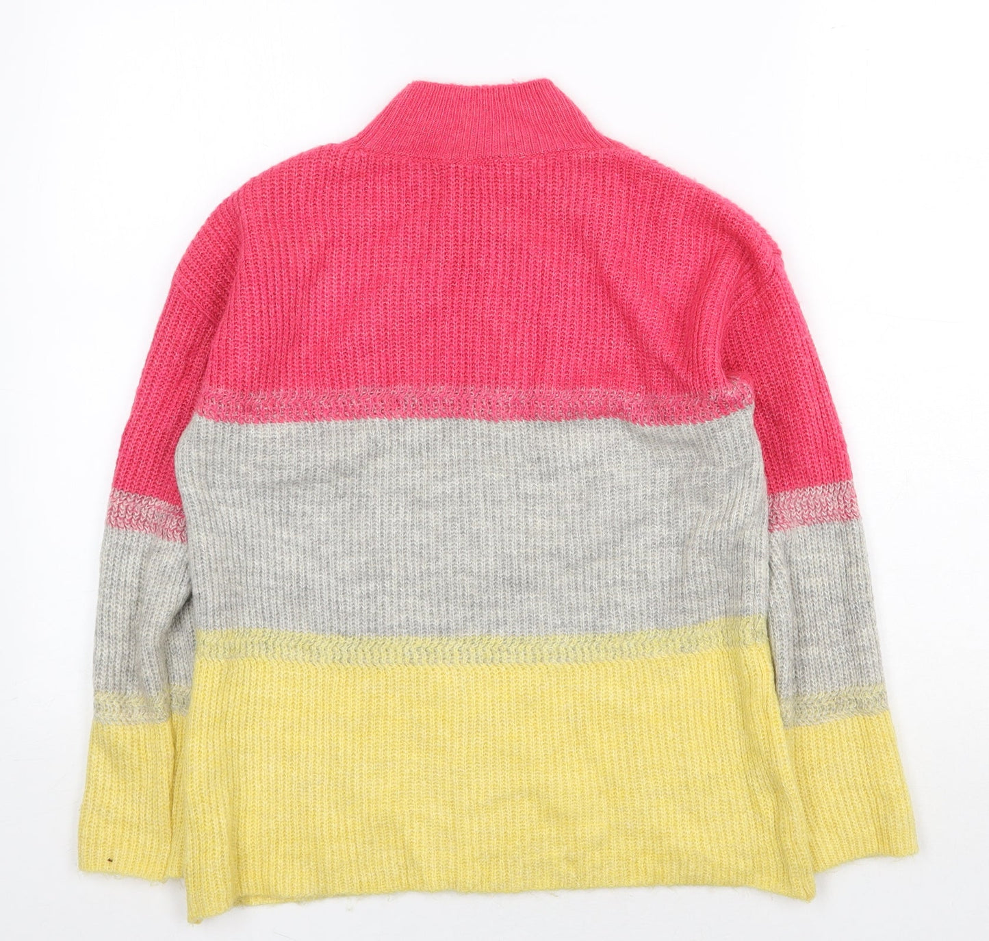 M&Co Womens Multicoloured Mock Neck Striped Acrylic Pullover Jumper Size 8