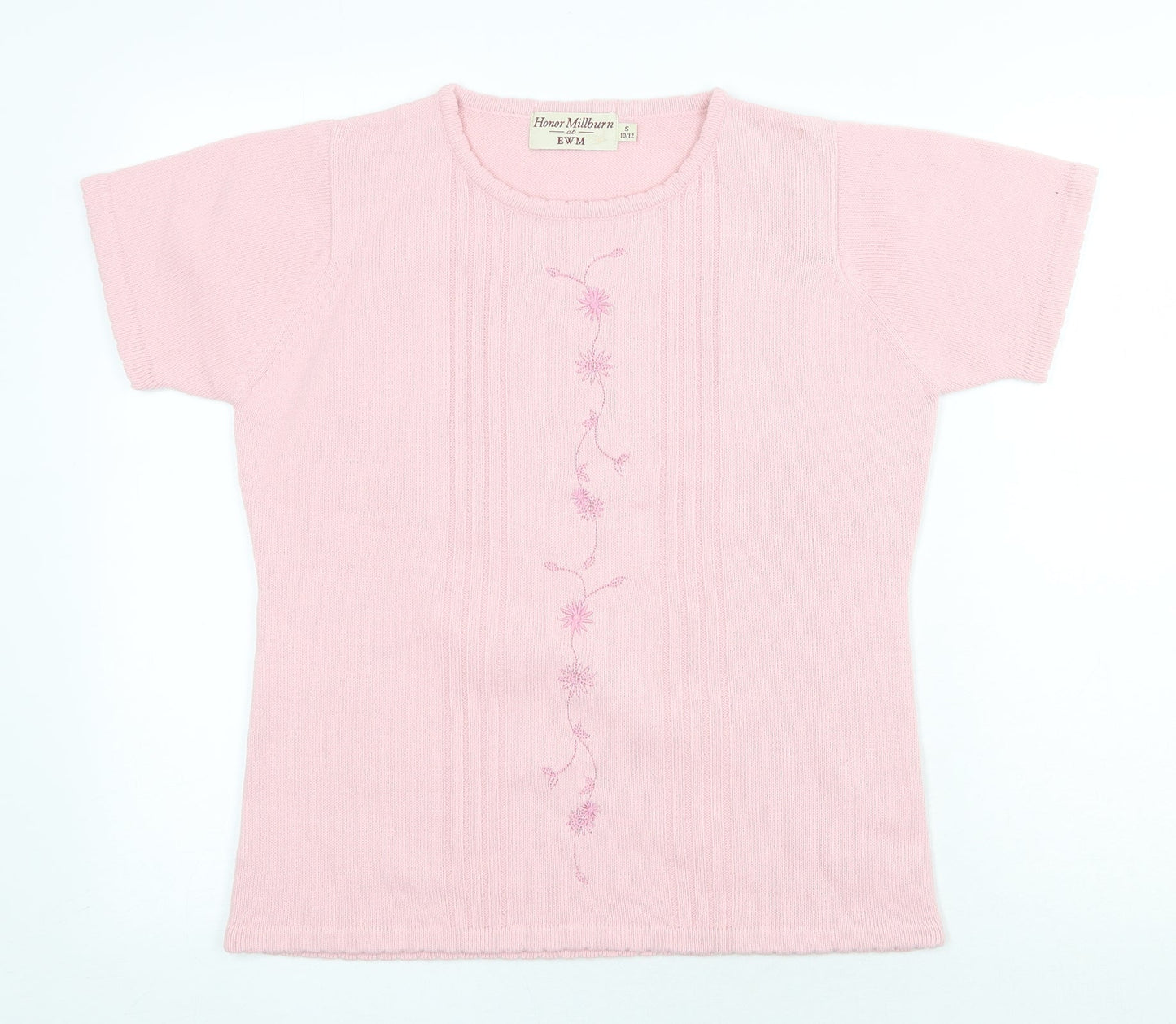 Andrew Marc Womens Pink Round Neck Acrylic Pullover Jumper Size S - Flower