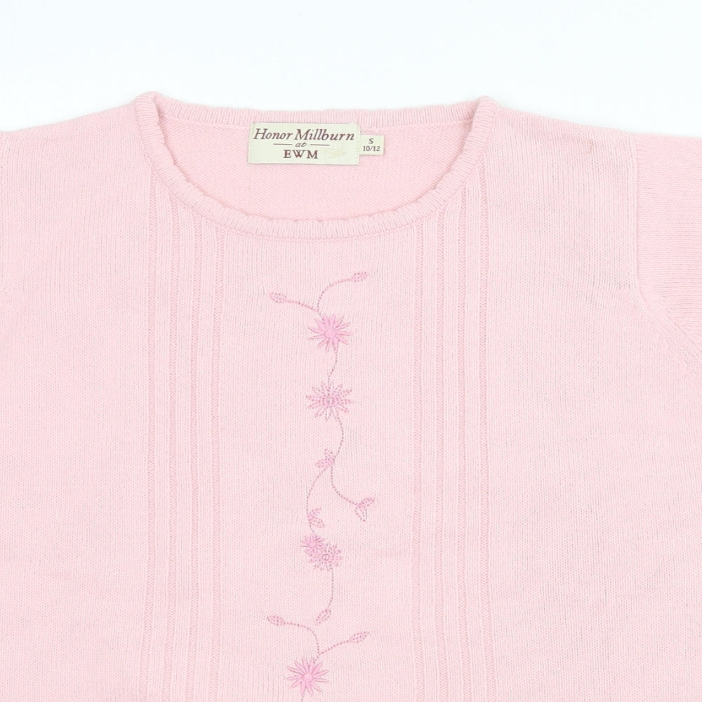 Andrew Marc Womens Pink Round Neck Acrylic Pullover Jumper Size S - Flower