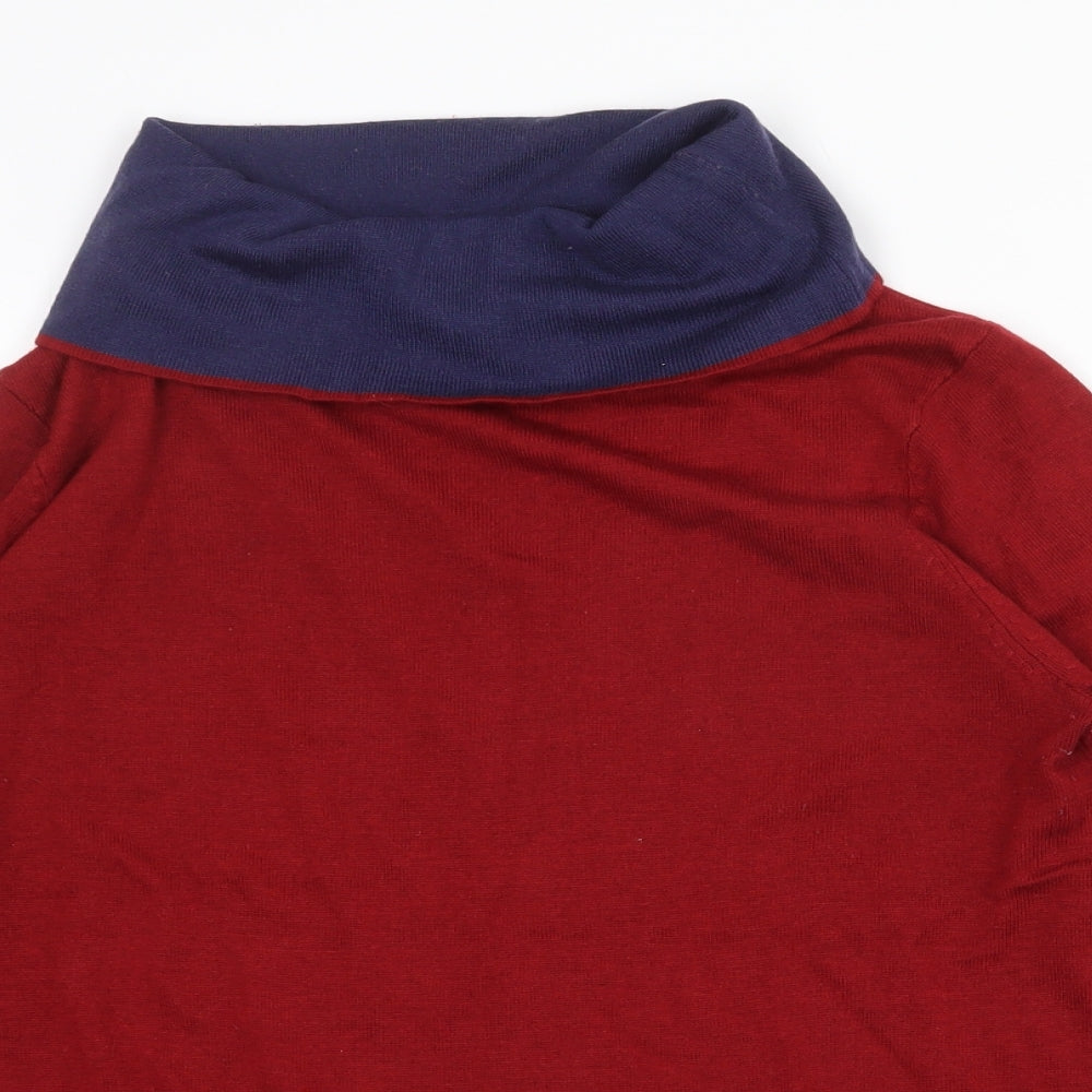 Essential Womens Red Roll Neck Viscose Pullover Jumper Size 10