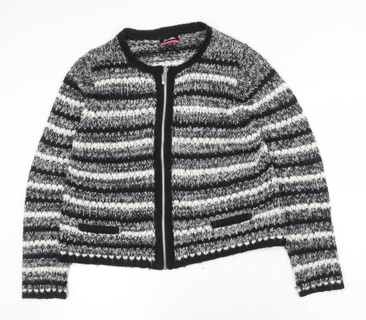 Anista Collection Womens Black Striped Jacket Size 14 Zip