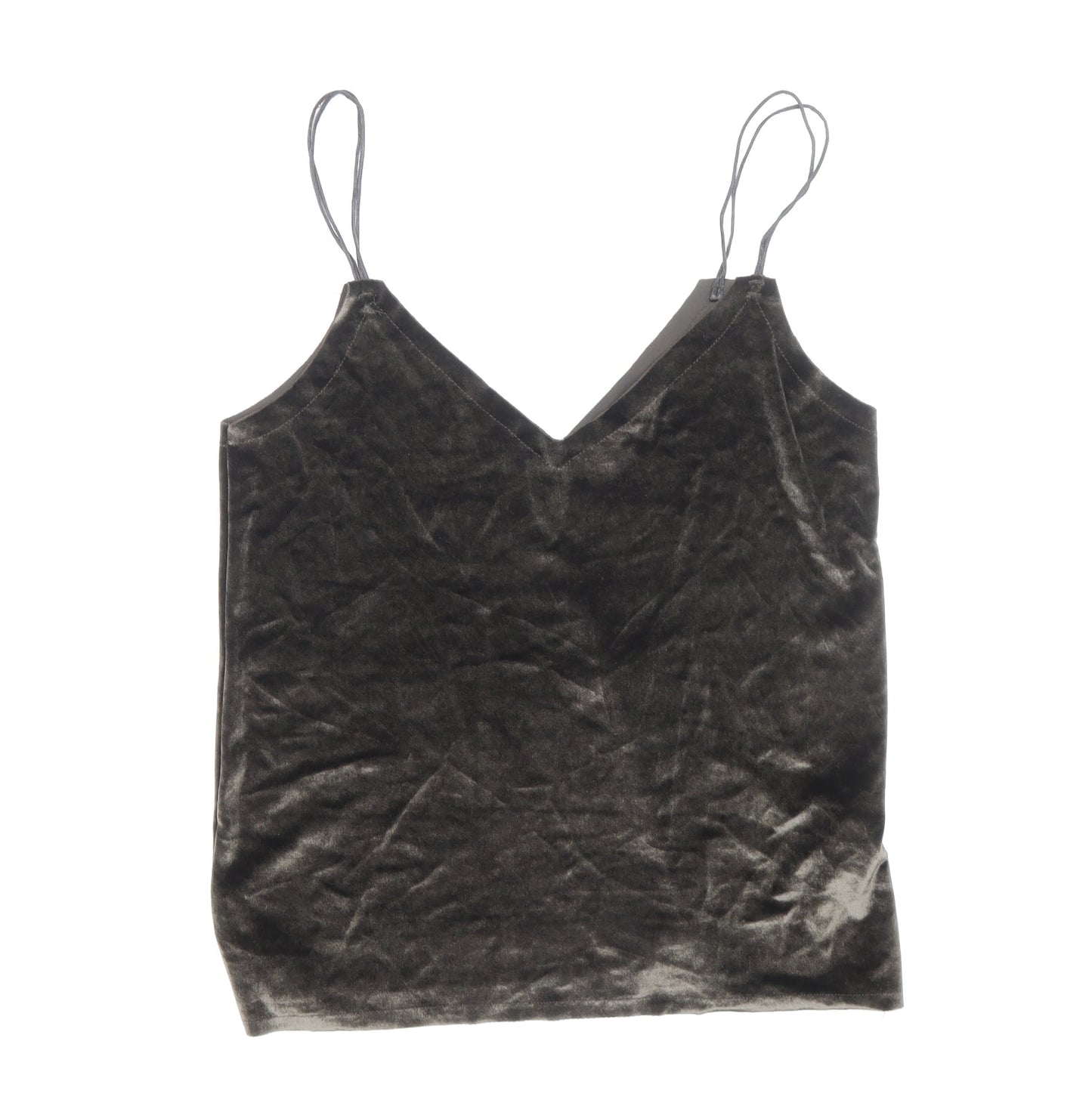 Pull&Bear Womens Brown Polyester Basic Tank Size S V-Neck