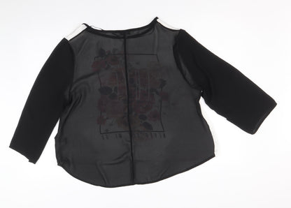 Preworn Womens Black Polyester Basic Blouse Size 18 Round Neck - Never let me go