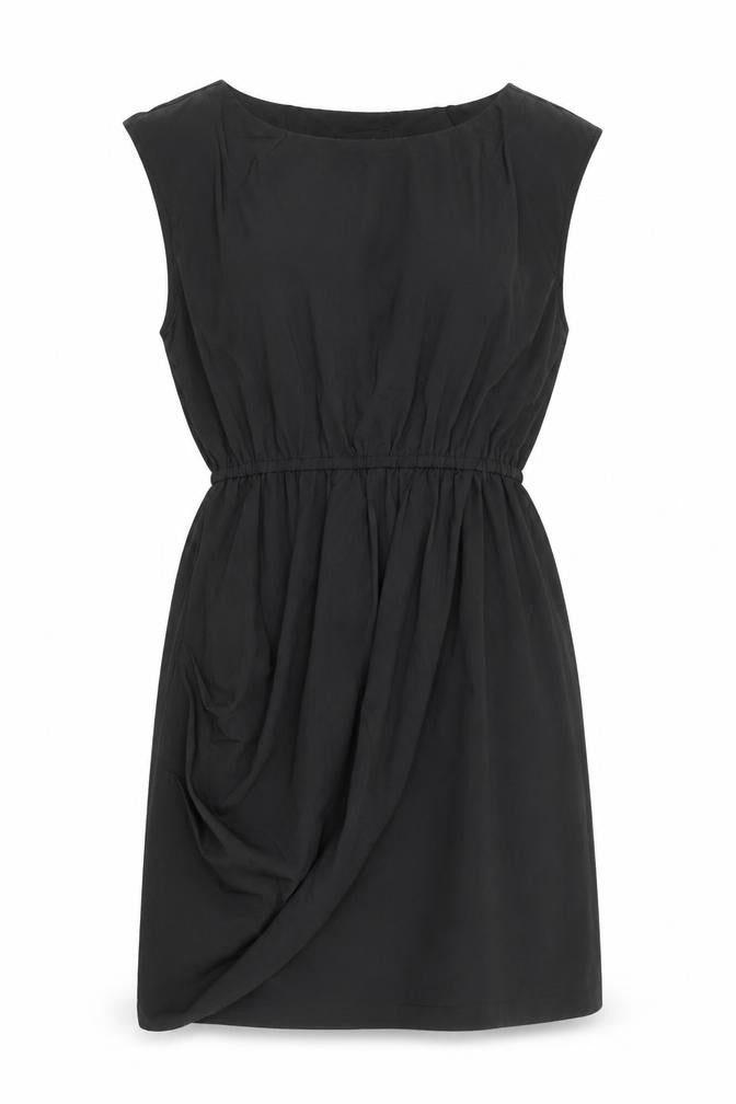 Lila Womens Black Nylon Fit & Flare Size 10 Round Neck Pullover