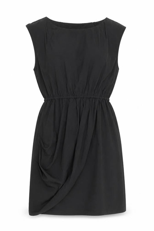 Lila Womens Black Nylon Fit & Flare Size 10 Round Neck Pullover