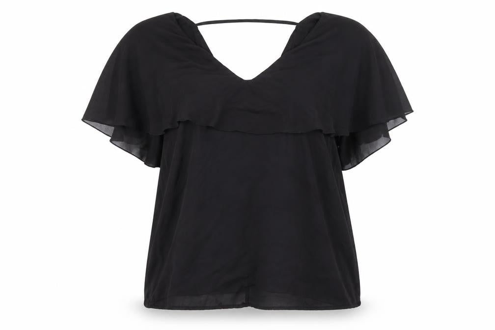 loralette Womens Black Polyester Basic Blouse Size 2XL V-Neck
