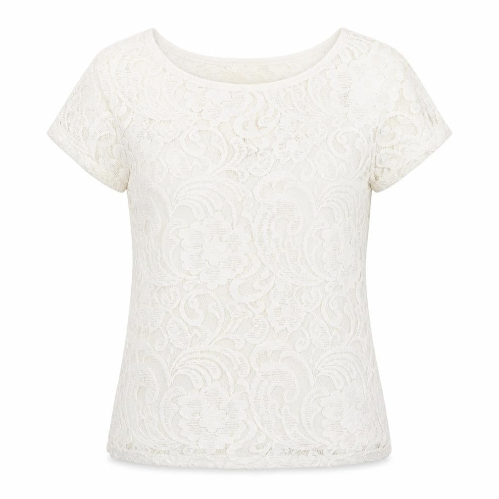 Glamorous Womens White Polyester Basic Blouse Size 10 Scoop Neck