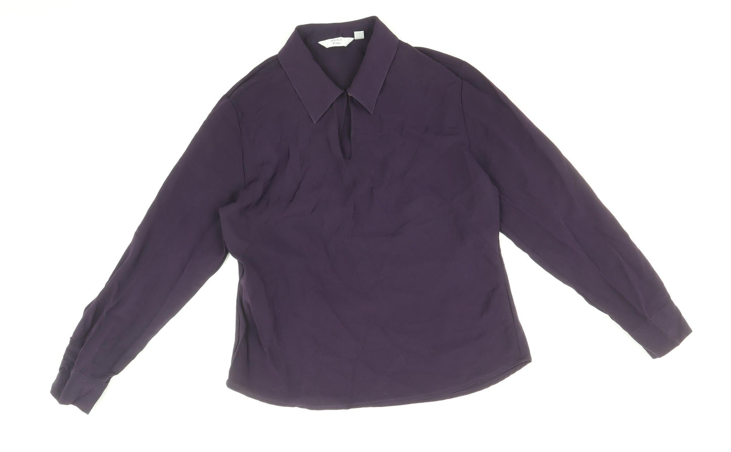 NEXT Womens Purple Polyester Basic Blouse Size 12 Collared