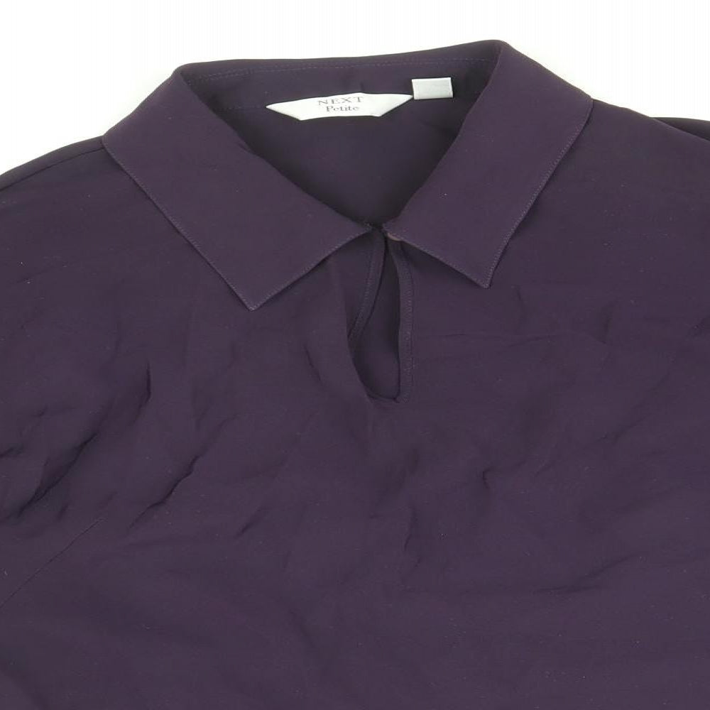NEXT Womens Purple Polyester Basic Blouse Size 12 Collared