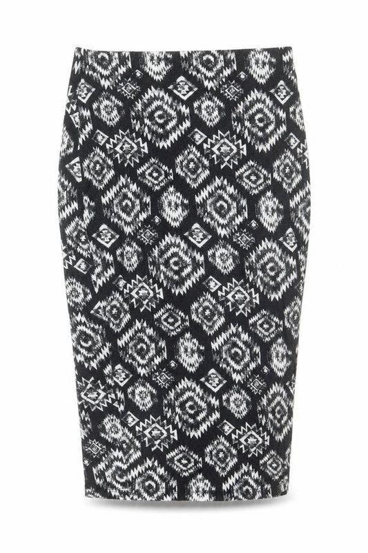 F&F Womens Black Geometric Viscose Straight & Pencil Skirt Size 10