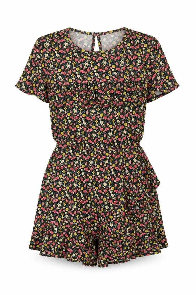 River Island Womens Multicoloured Floral Polyester Playsuit One-Piece Size 6 Button