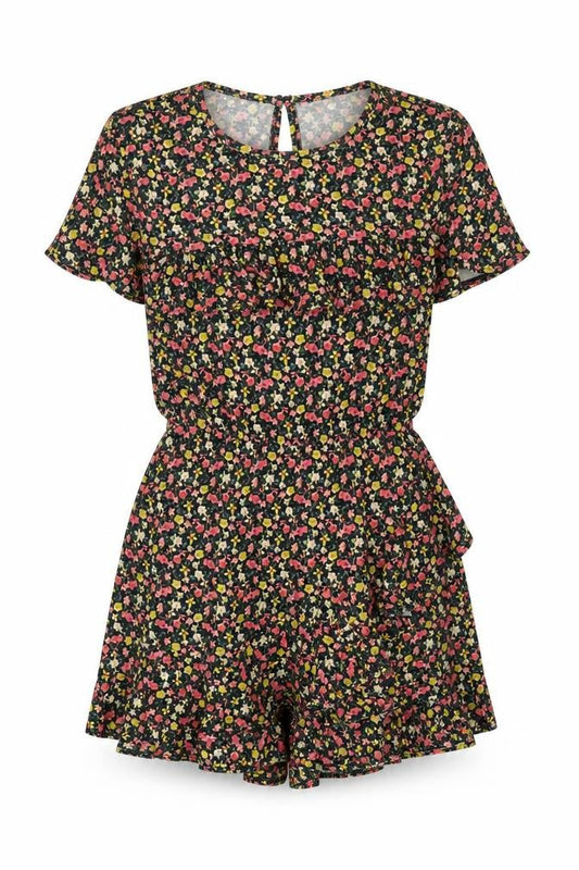 River Island Womens Multicoloured Floral Polyester Playsuit One-Piece Size 6 Button