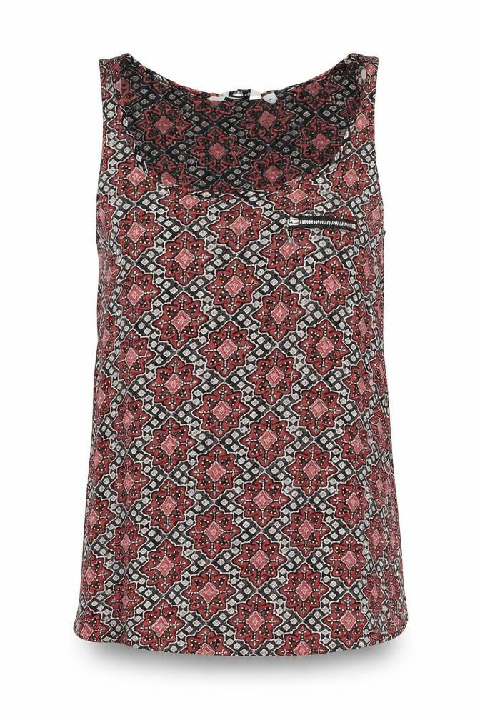 New Look Womens Multicoloured Geometric Cotton Basic Tank Size 10 Round Neck