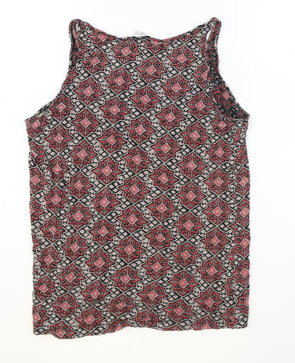 New Look Womens Multicoloured Geometric Cotton Basic Tank Size 10 Round Neck