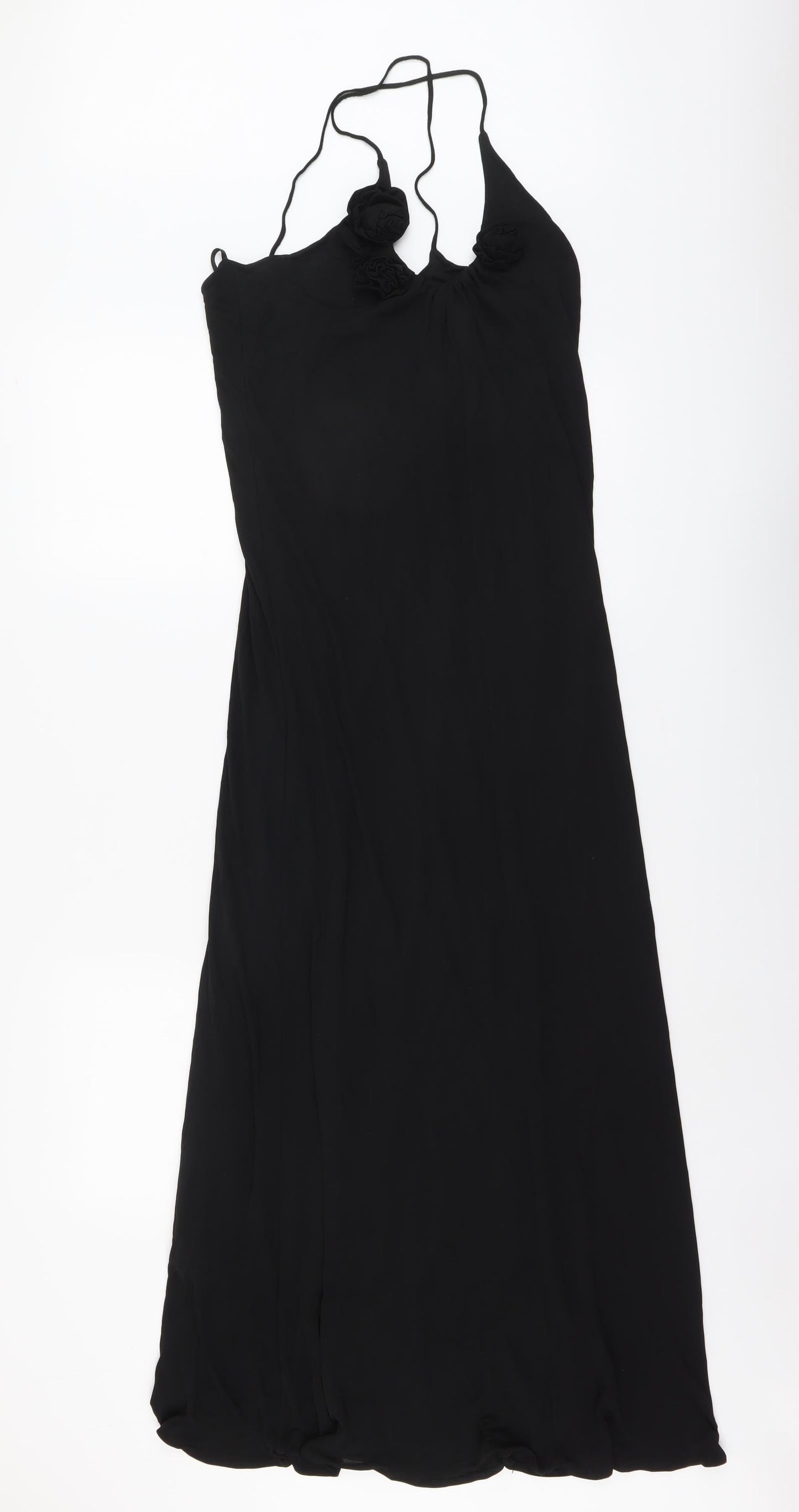 James Lakeland Womens Black Striped Polyester A-Line Size S Scoop Neck Pullover