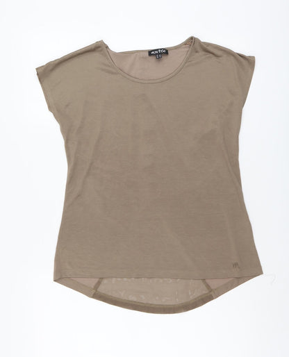 Marble Womens Beige Viscose Basic T-Shirt Size 2 Round Neck