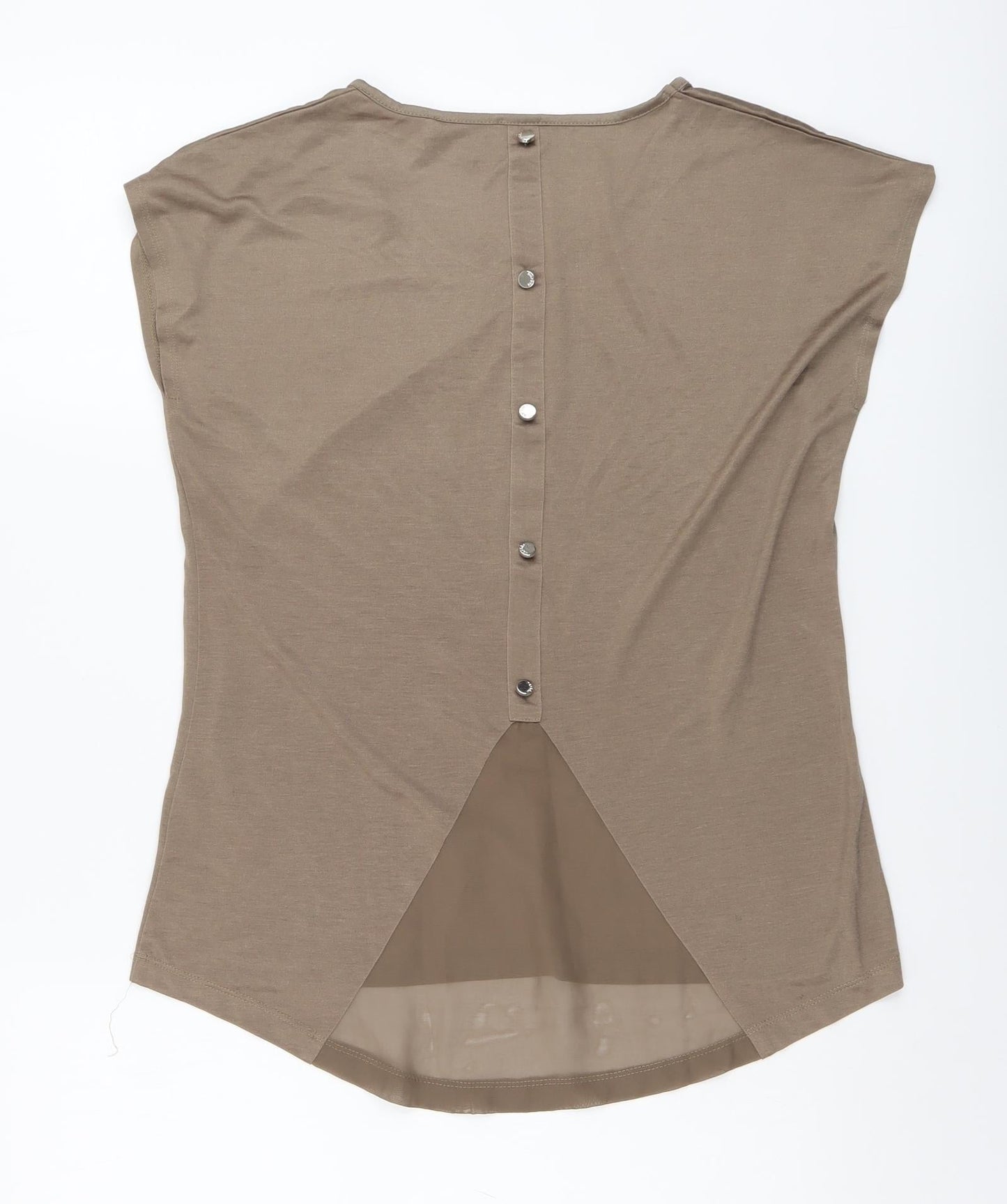 Marble Womens Beige Viscose Basic T-Shirt Size 2 Round Neck