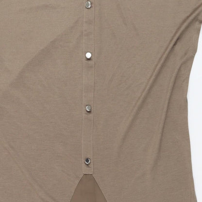Marble Womens Beige Viscose Basic T-Shirt Size 2 Round Neck