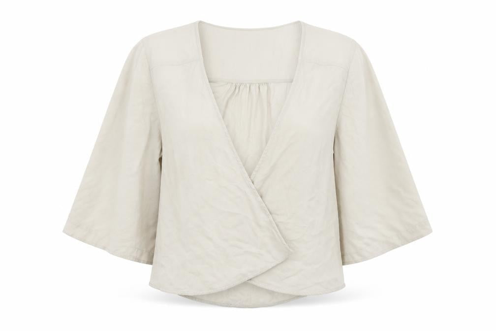 River Island Womens Beige Polyester Wrap T-Shirt Size 8 V-Neck