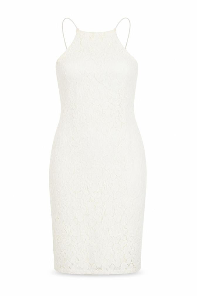 River Island Womens Ivory Floral Polyester Bodycon Size 8 Square Neck Pullover - Cross Strap Detail