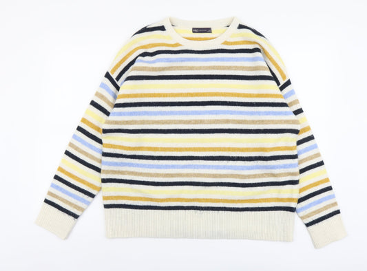 Marks and Spencer Womens Multicoloured Scoop Neck Striped Polyester Pullover Jumper Size M