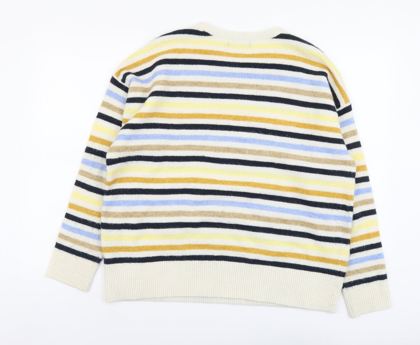 Marks and Spencer Womens Multicoloured Scoop Neck Striped Polyester Pullover Jumper Size M