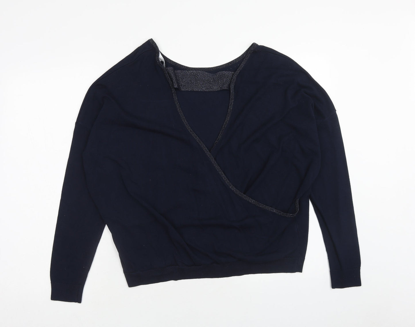 Red Herring Womens Blue Round Neck Viscose Pullover Jumper Size 18