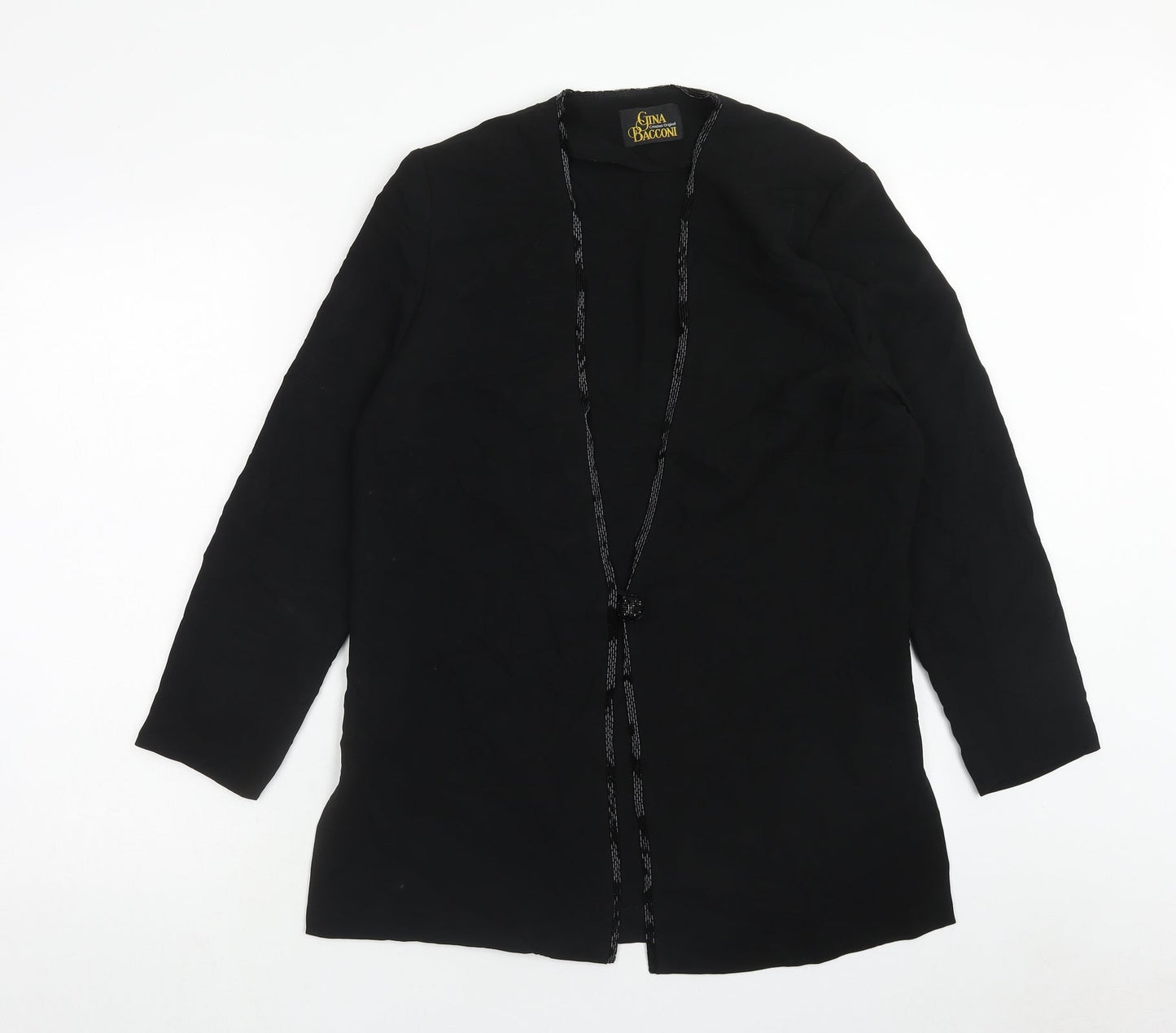 Gina Bacconi Womens Black Jacket Size 12 Hook & Eye