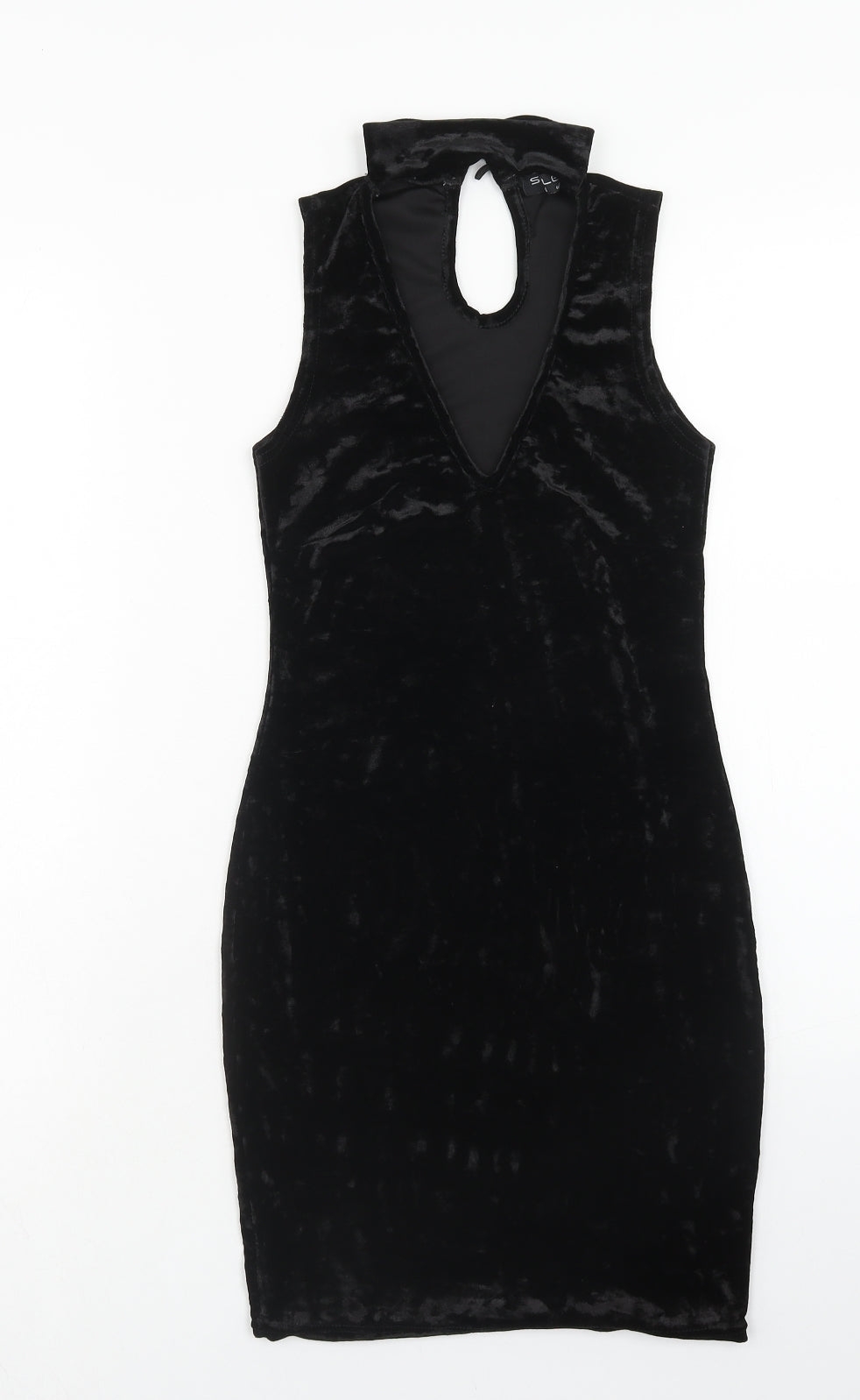 Select Womens Black Polyester Tank Dress Size 6 V-Neck Button
