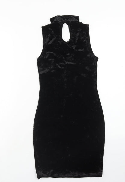 Select Womens Black Polyester Tank Dress Size 6 V-Neck Button