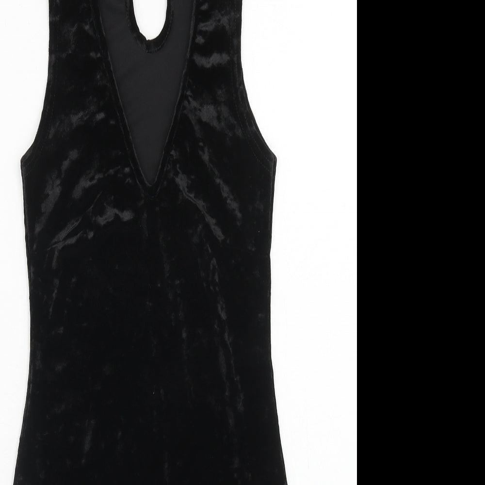 Select Womens Black Polyester Tank Dress Size 6 V-Neck Button