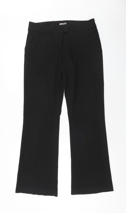 H&M Womens Black Polyester Trousers Size 10 Regular Zip