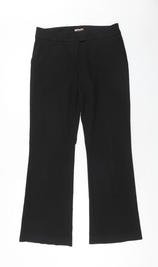 H&M Womens Black Polyester Trousers Size 10 Regular Zip