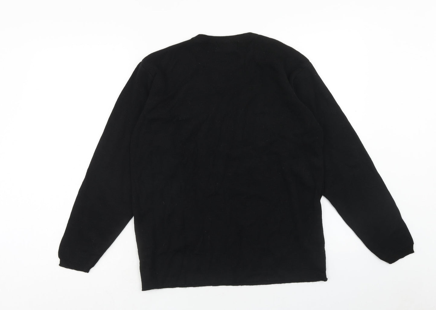 Akal Womens Black Round Neck Acrylic Pullover Jumper Size M